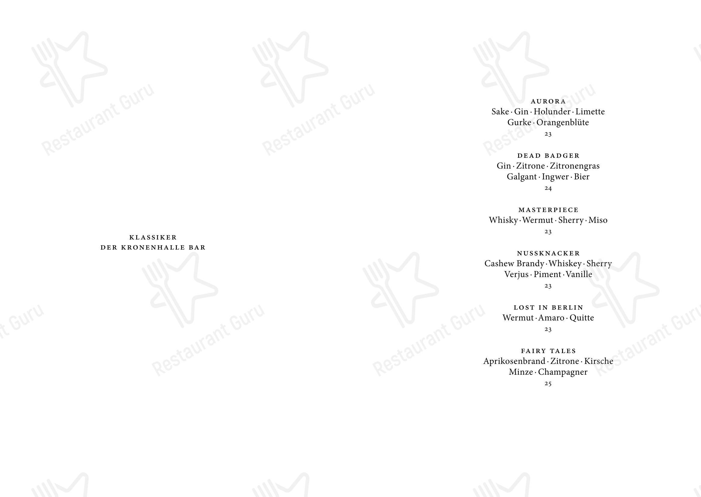 Restaurant Kronenhalle in Zurigo - Menu