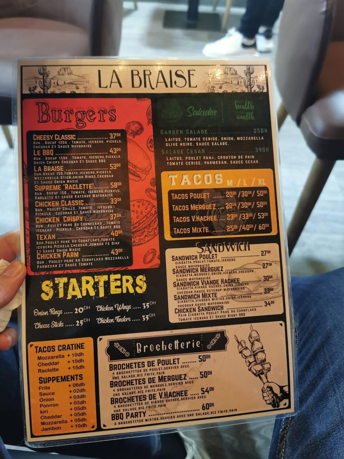 Menu de LA BRAISE