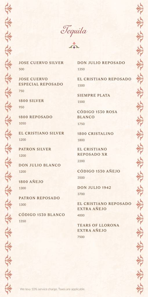 La Loca Maria menu