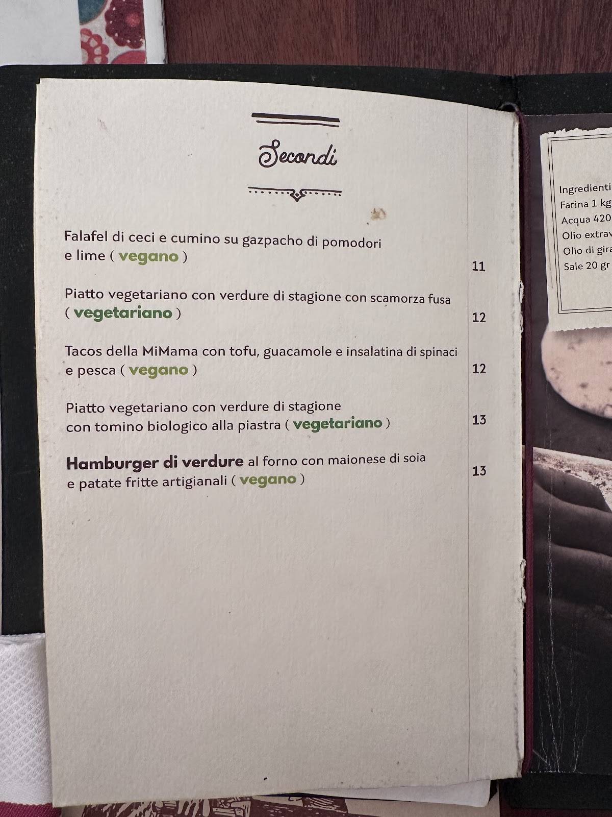 Menu di La Mi Mama 
