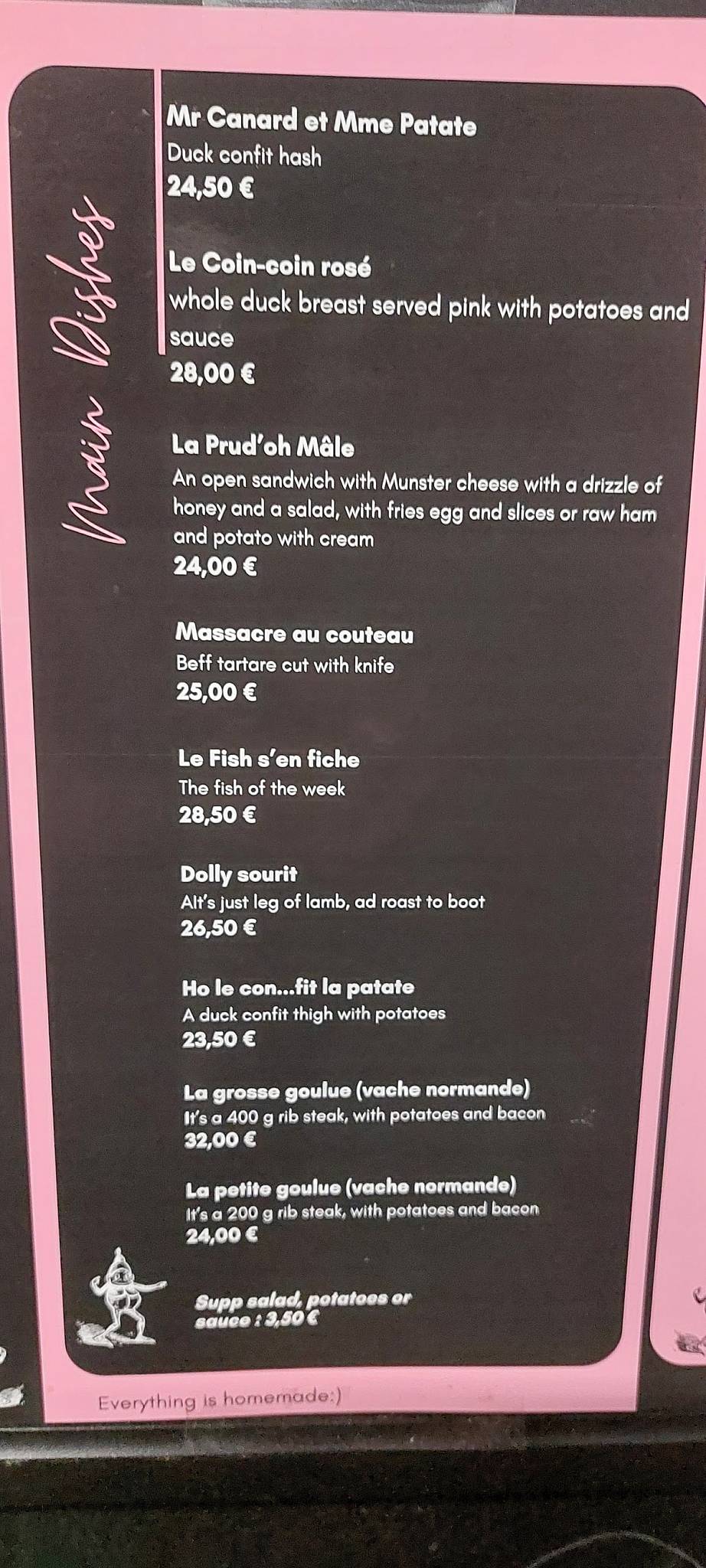 Menu de Le Kitsch