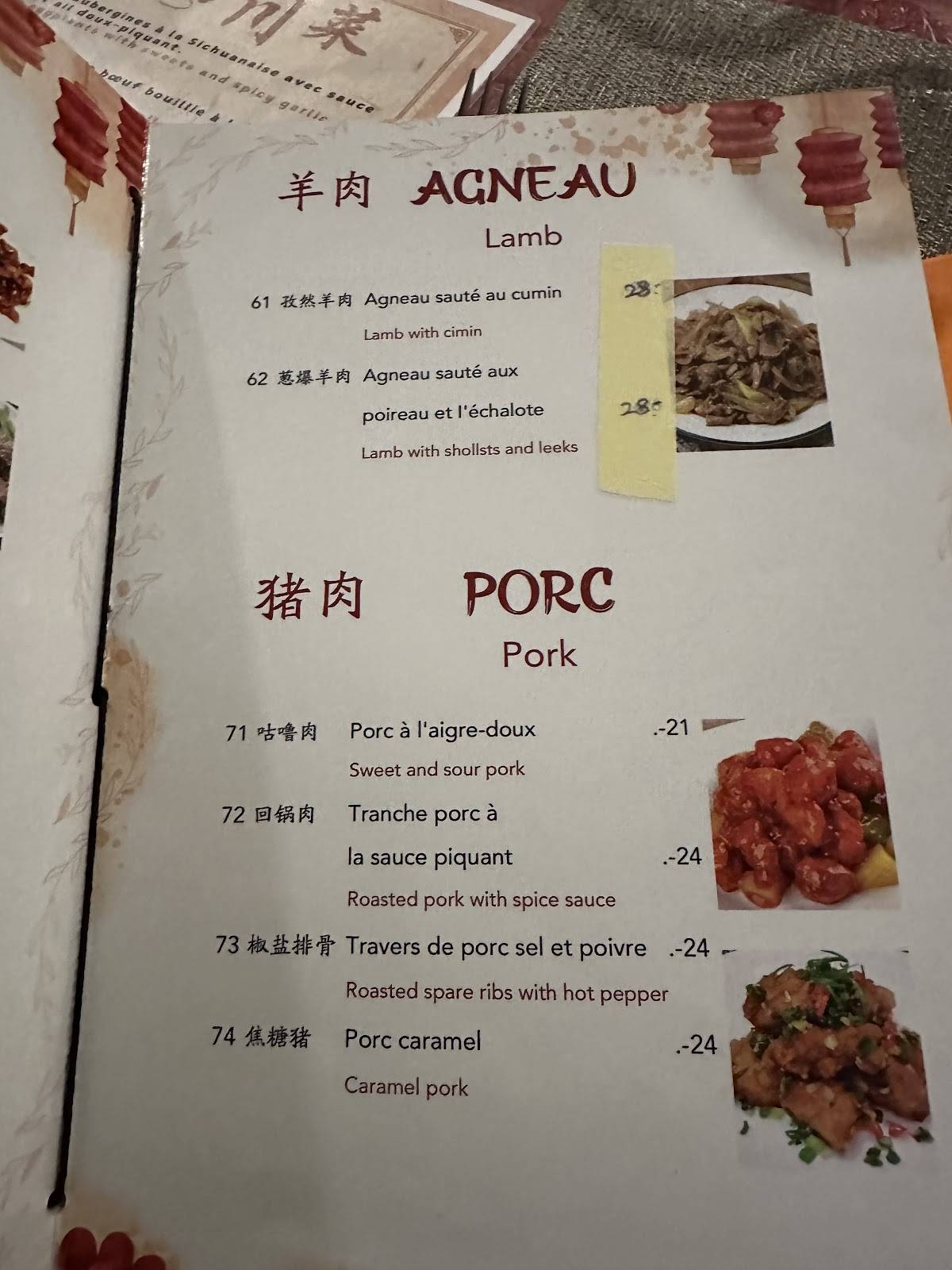 Menu di Restaurant Le Lotus 