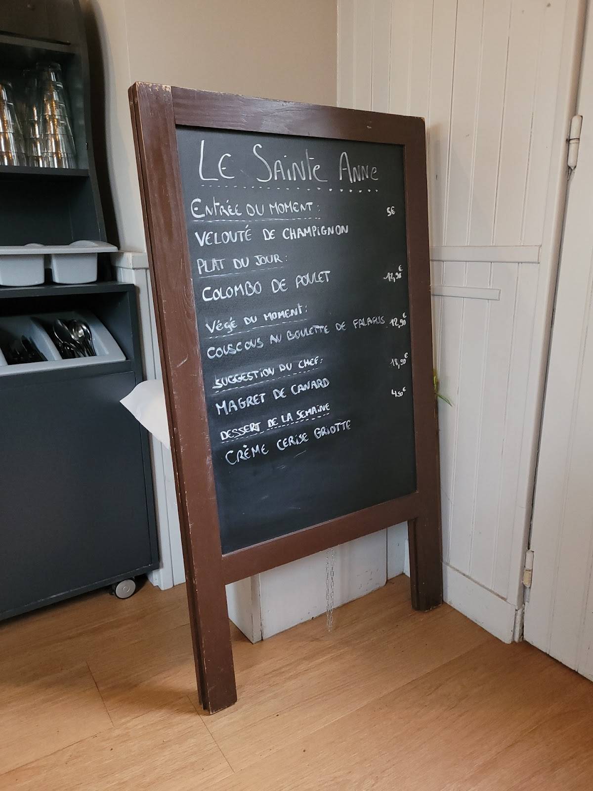 Menu de Le Sainte Anne