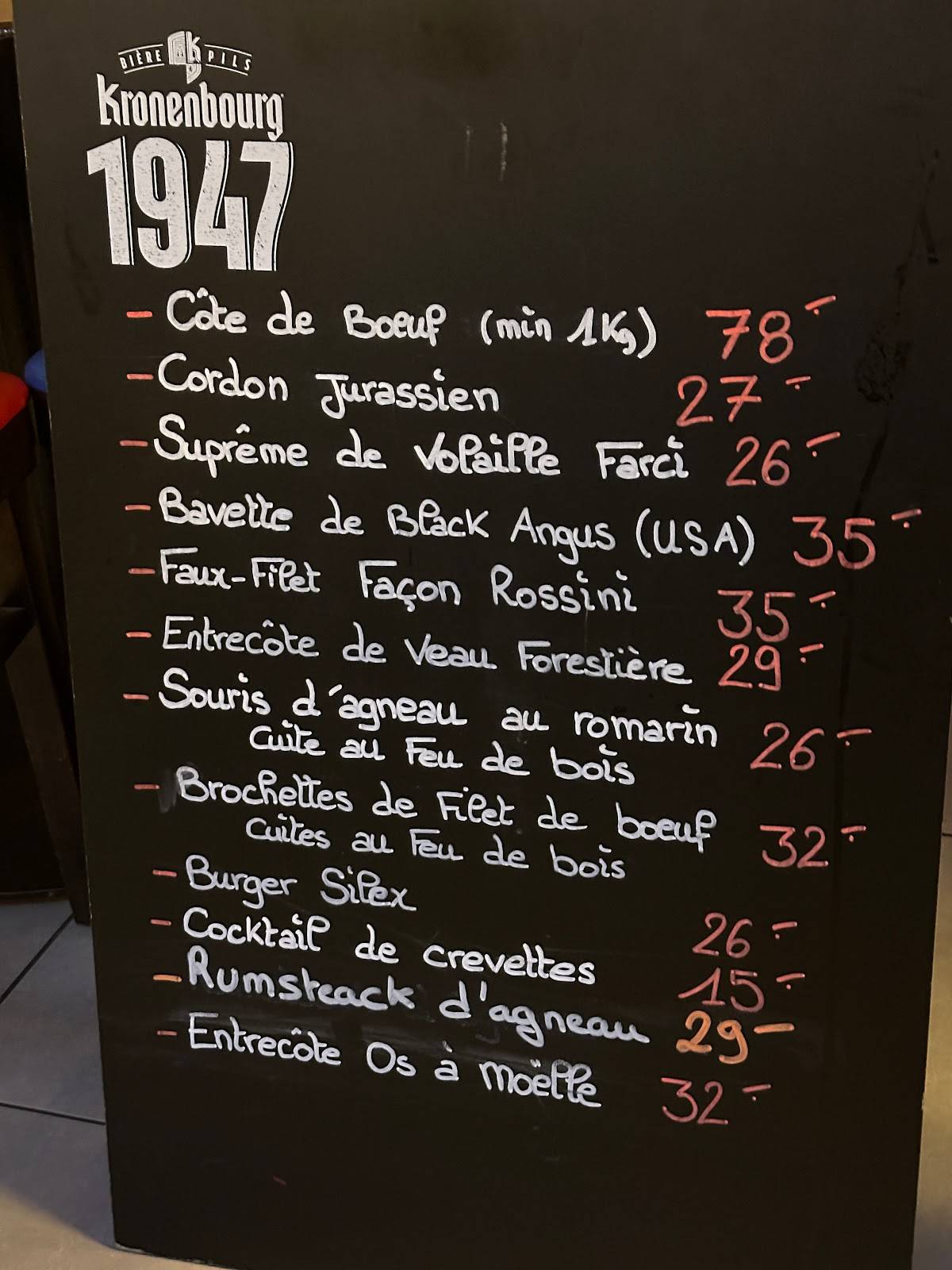Menu de Restaurant Le Silex