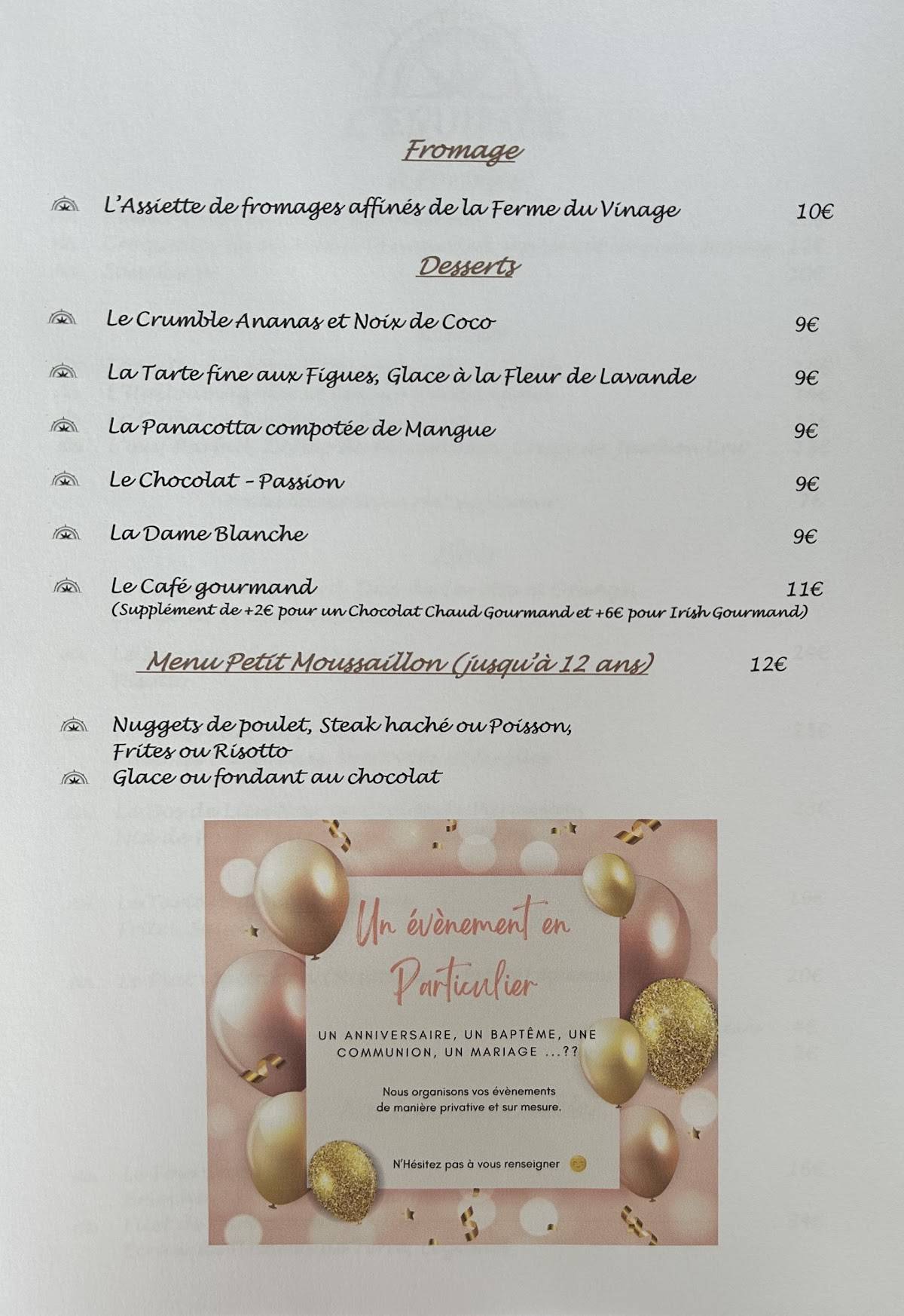 Menu de L'équipage