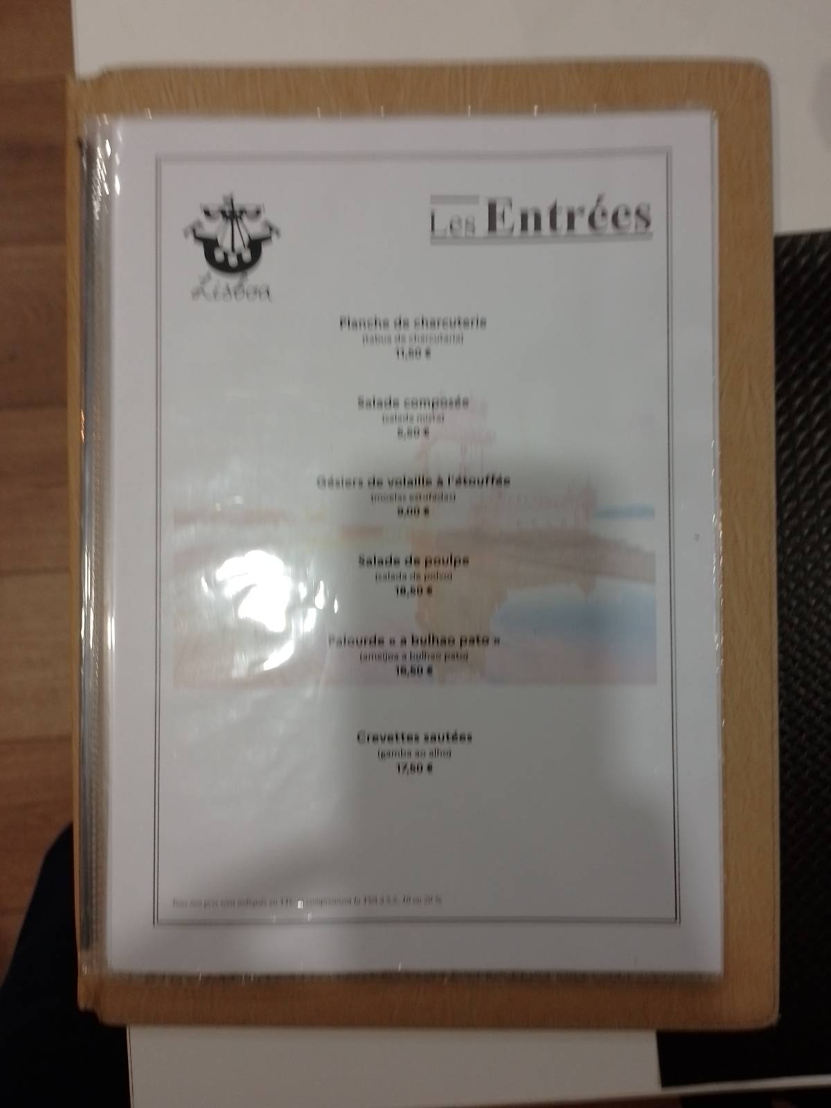 Menu de Restaurant Lisboa