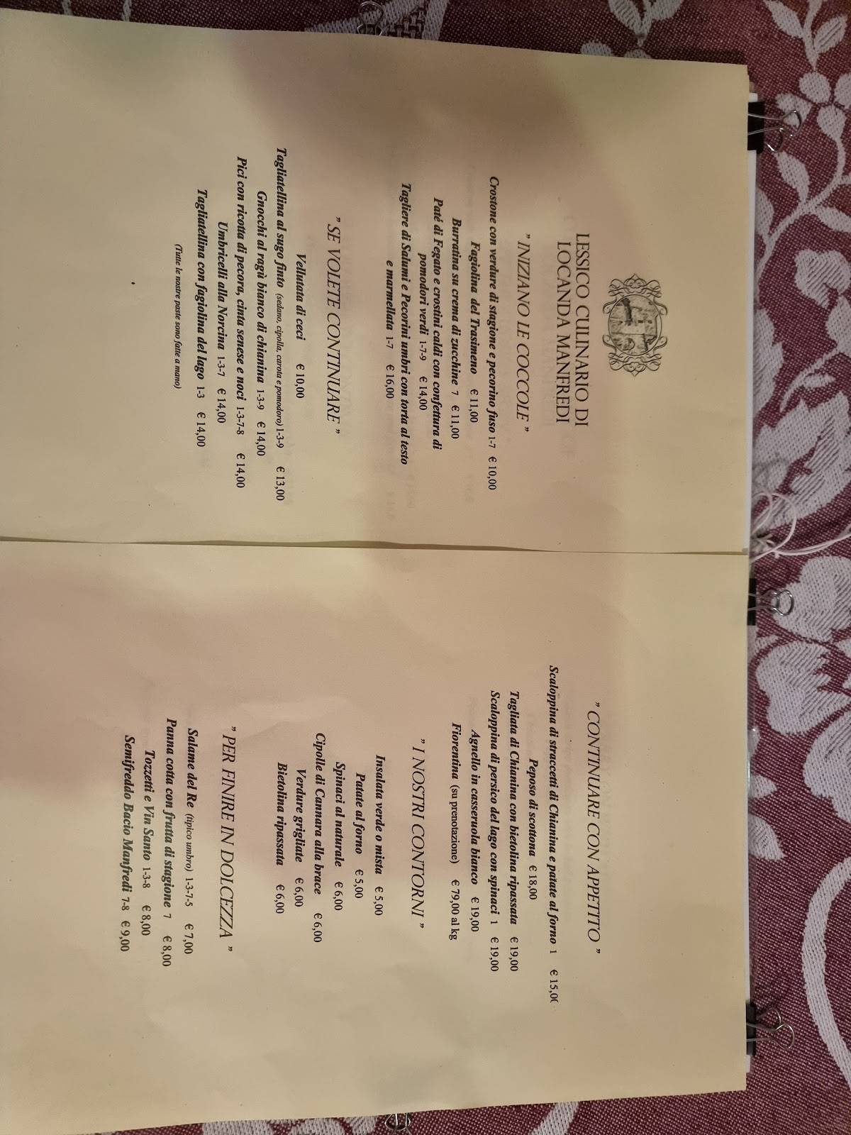 Menu di Locanda Manfredi 