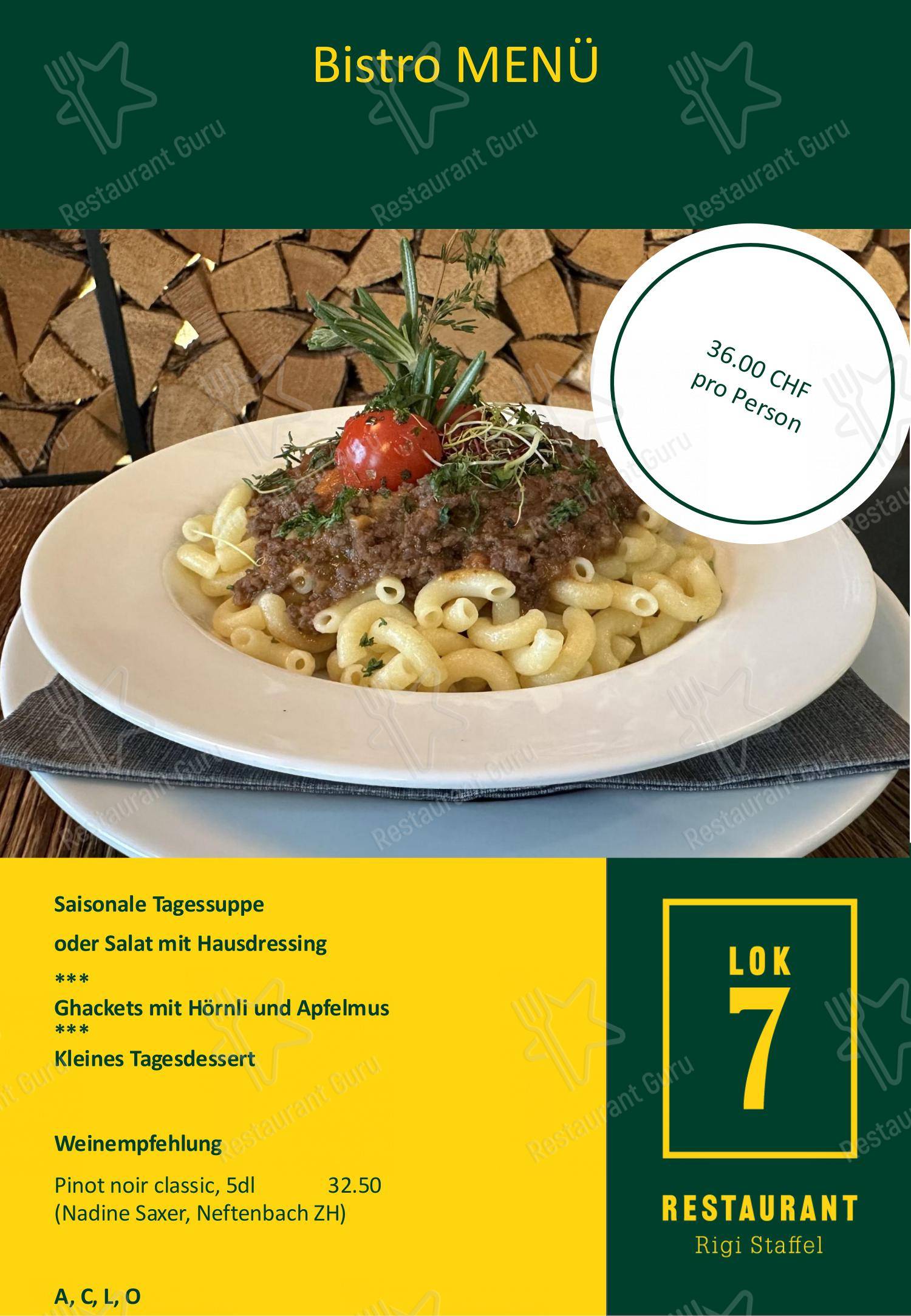 Основное меню per Restaurant Lok 7 in Arth