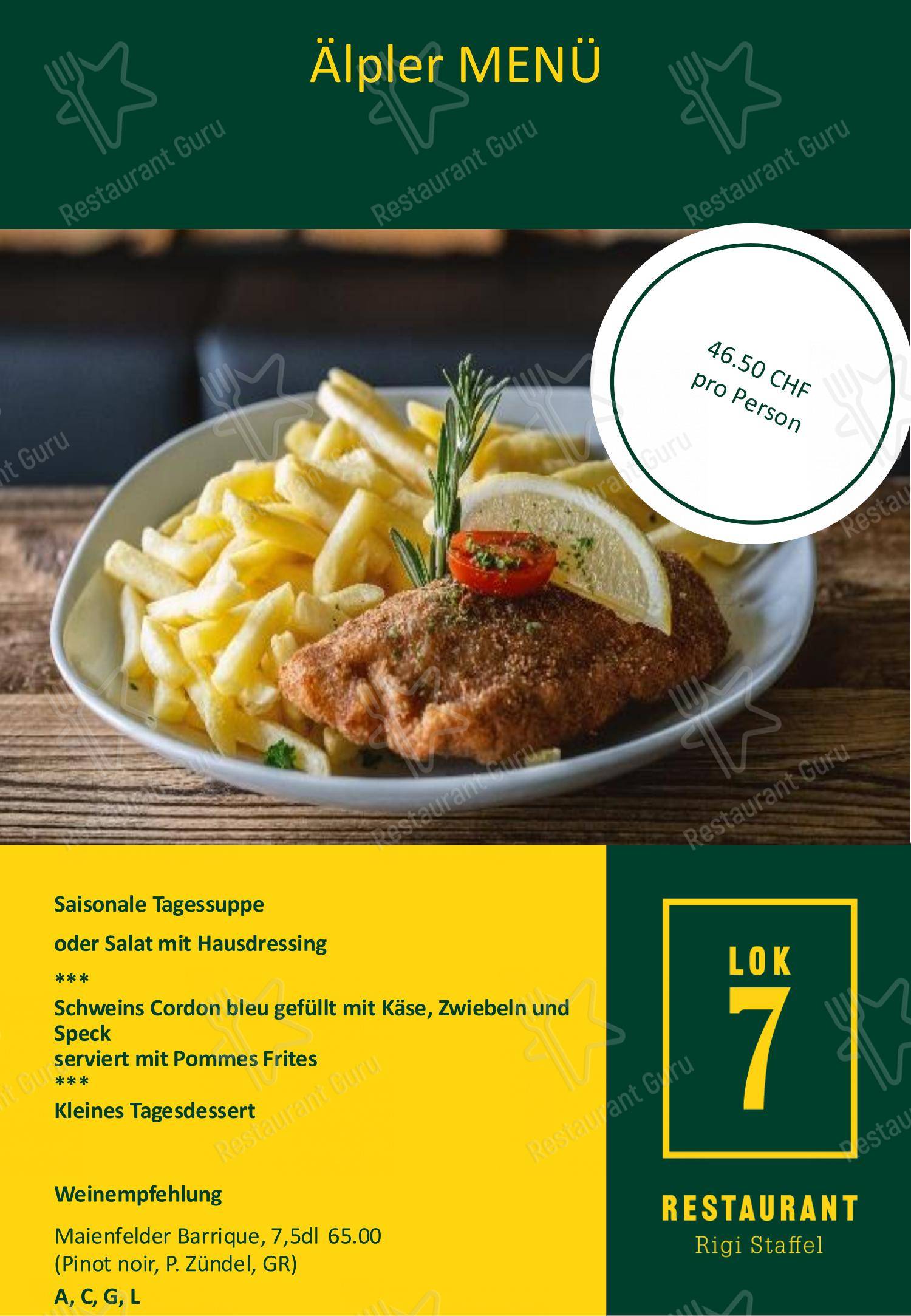 Restaurant Lok 7 in Arth - Основное меню