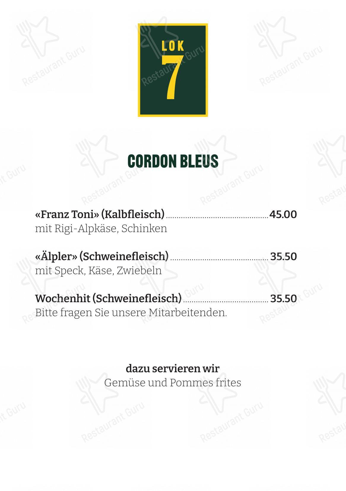 Menu bar per Restaurant Lok 7 in Arth