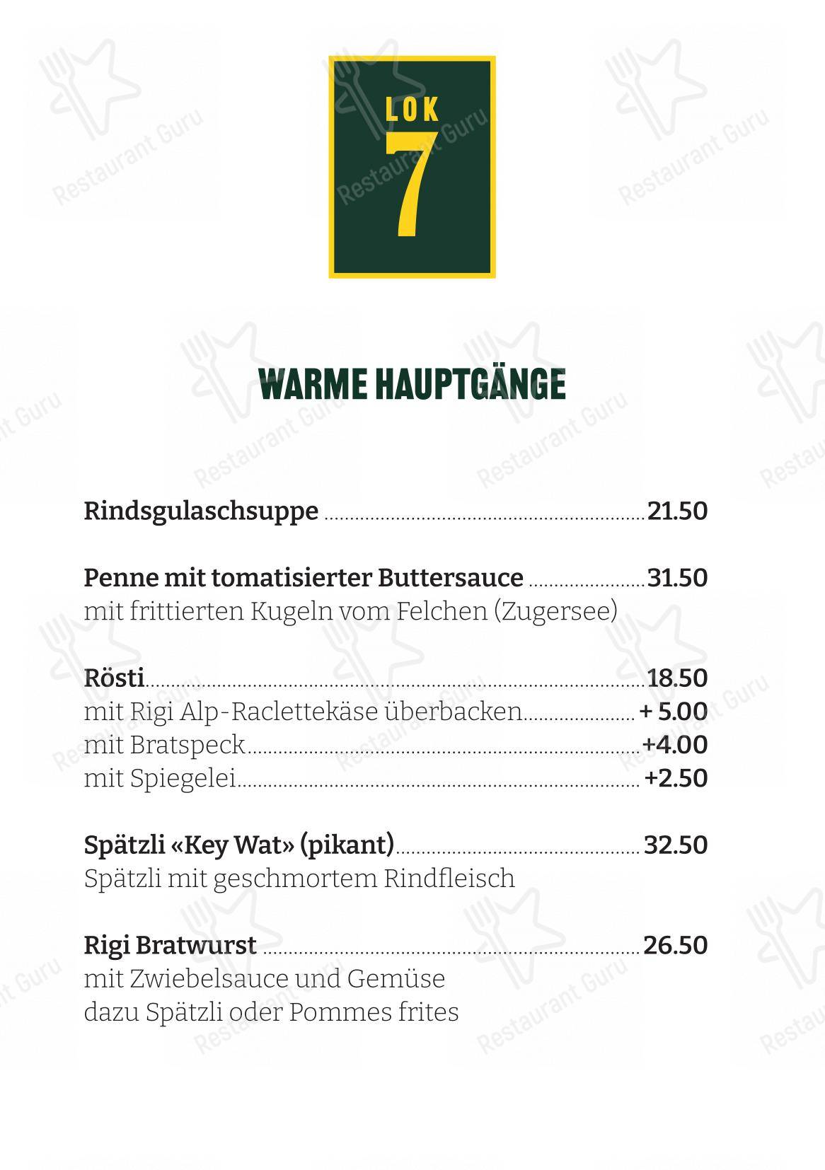 Menu bar per Restaurant Lok 7 ristorante