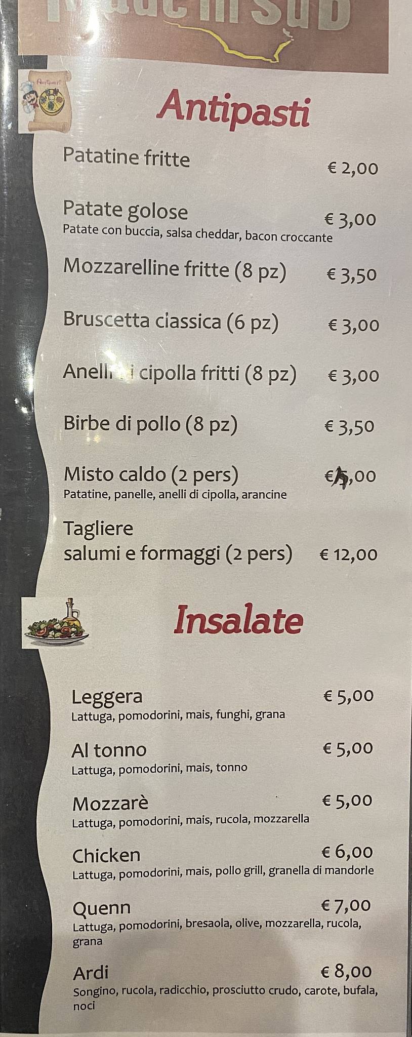 Menu di Made in sud 