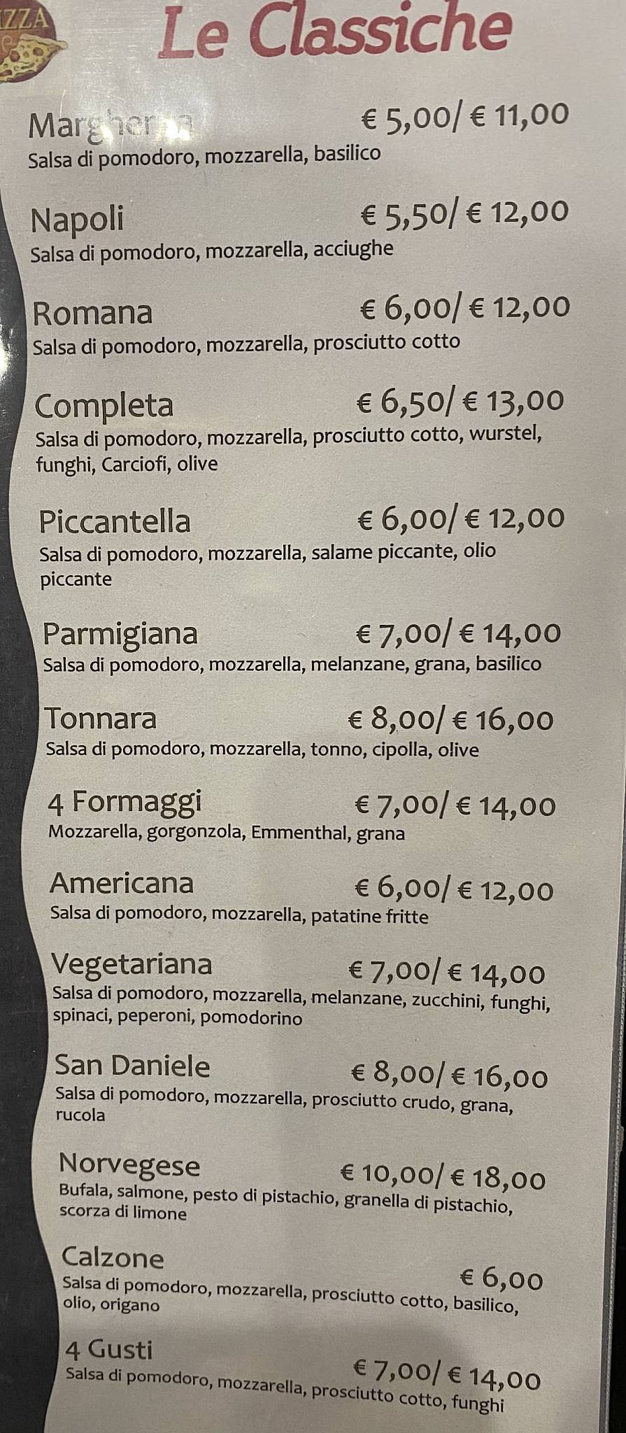 Menu di Made in sud 