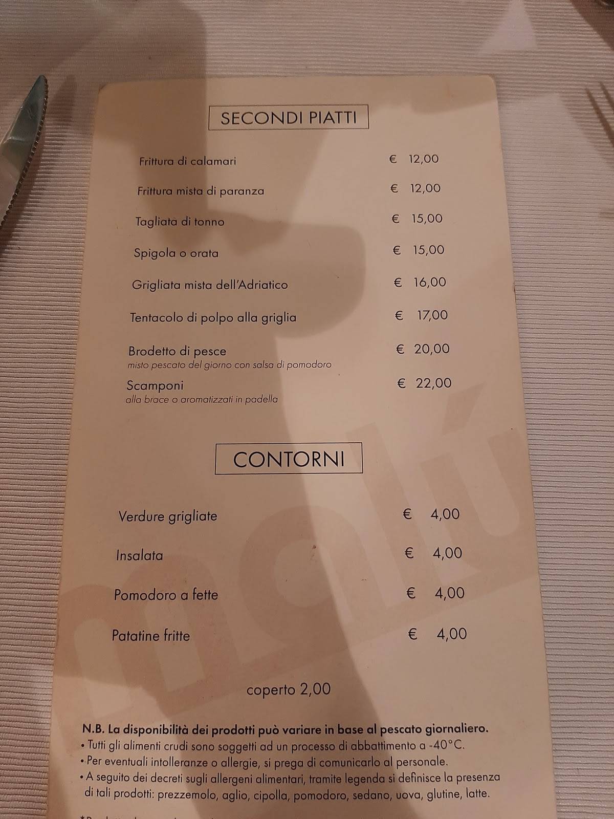 Menu di Malu' - Cucina Tipica Marinara 