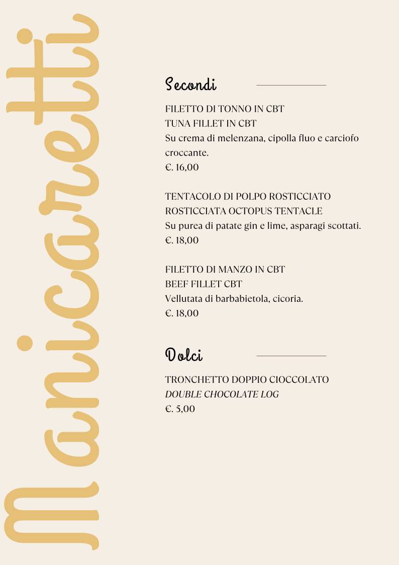 Menu di Manicaretti 
