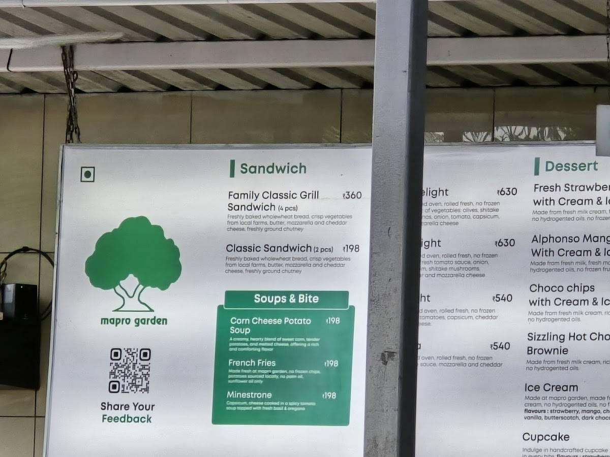Mapro Garden menu