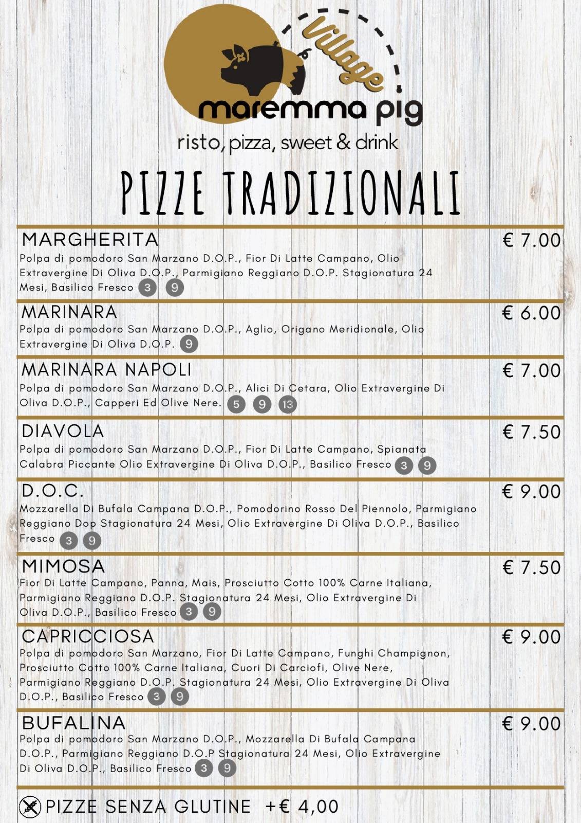 Menu di Maremma Pig Village 