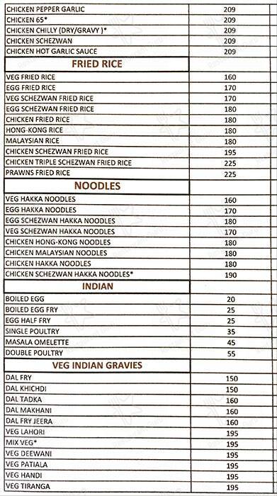 Masala Mantra menu