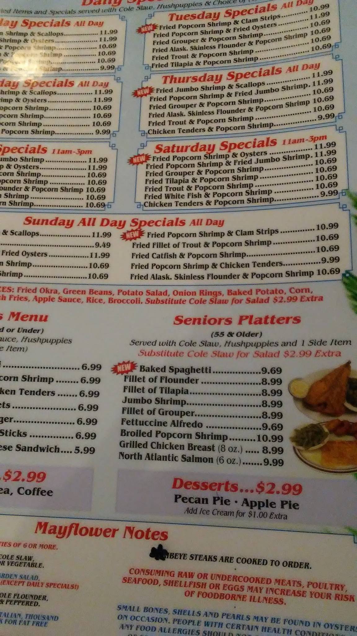 Menu at Mayflower Seafood Restaurant, Raleigh
