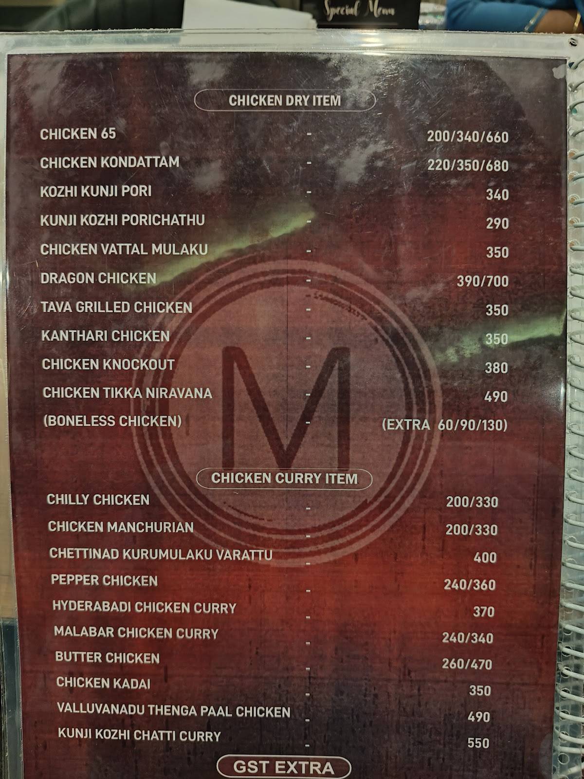 Mazali Restaurant, Perinthalmanna menu