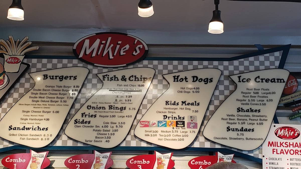 Menu at Mikie's restaurant, Everett