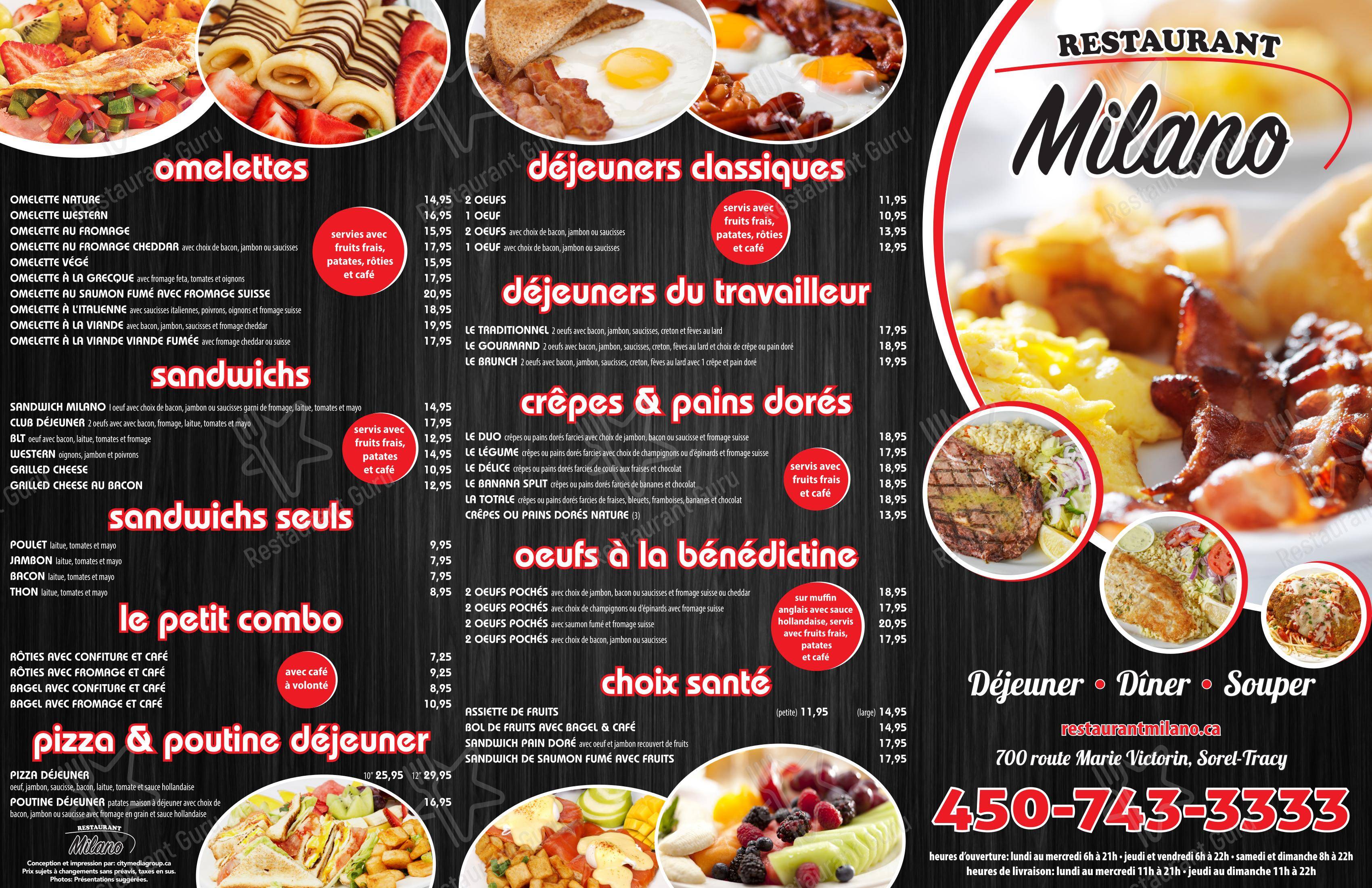Menu pour Restaurant Milano Pizza - 菜单