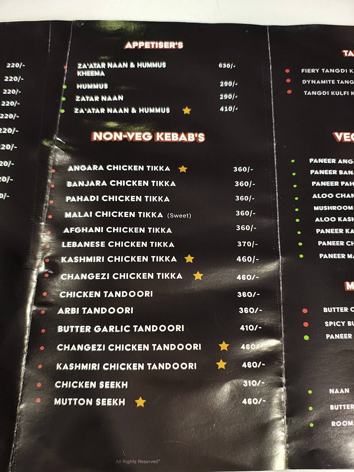Miya Kebabs menu
