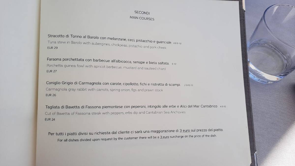 Menu de Ristorante Moda Venue