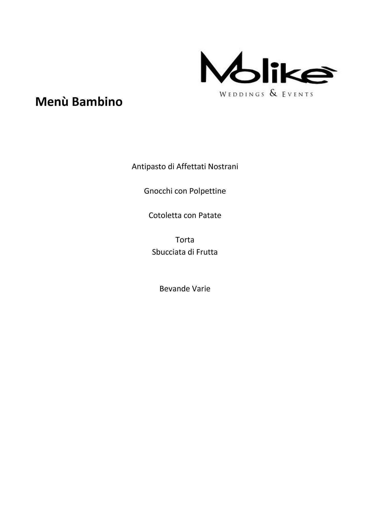 Menu di Molikè 