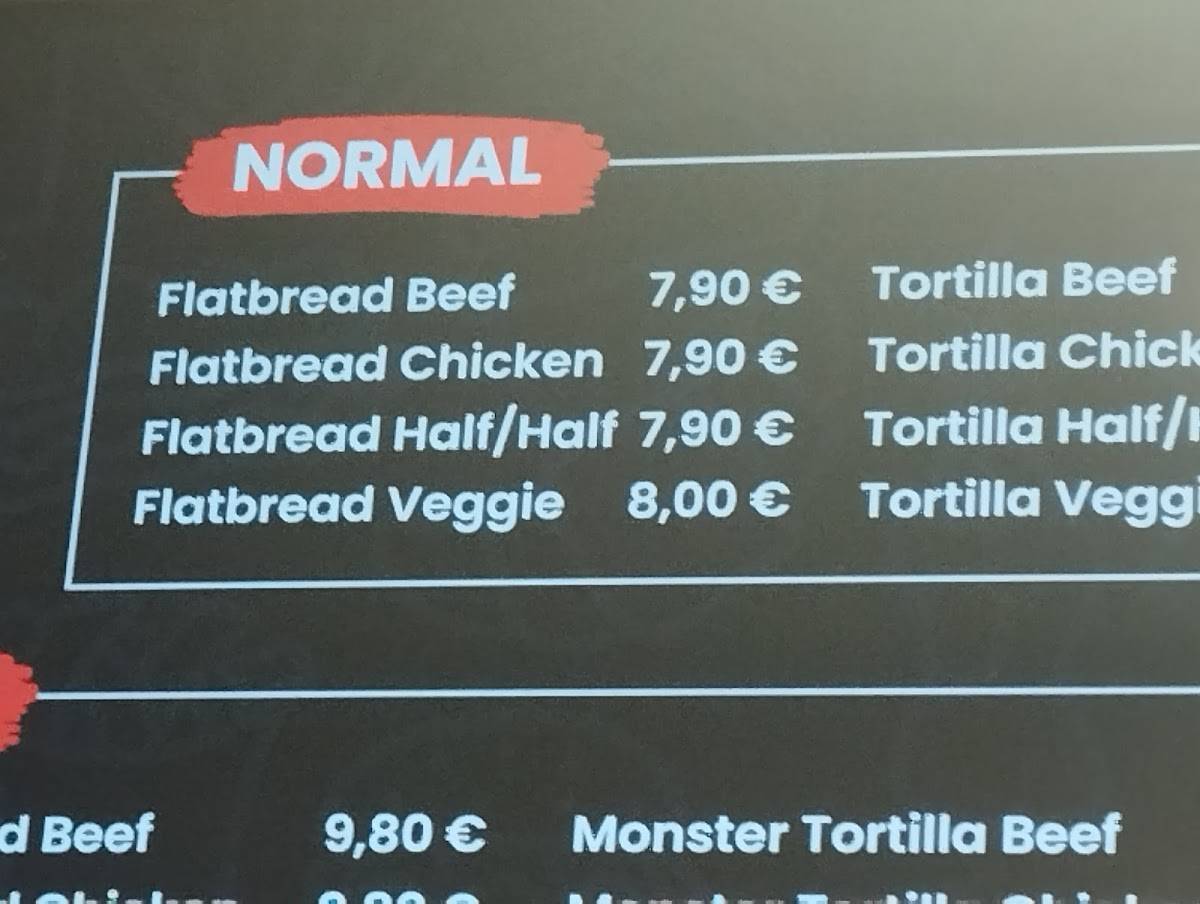 Menu di Monster Kebab 
