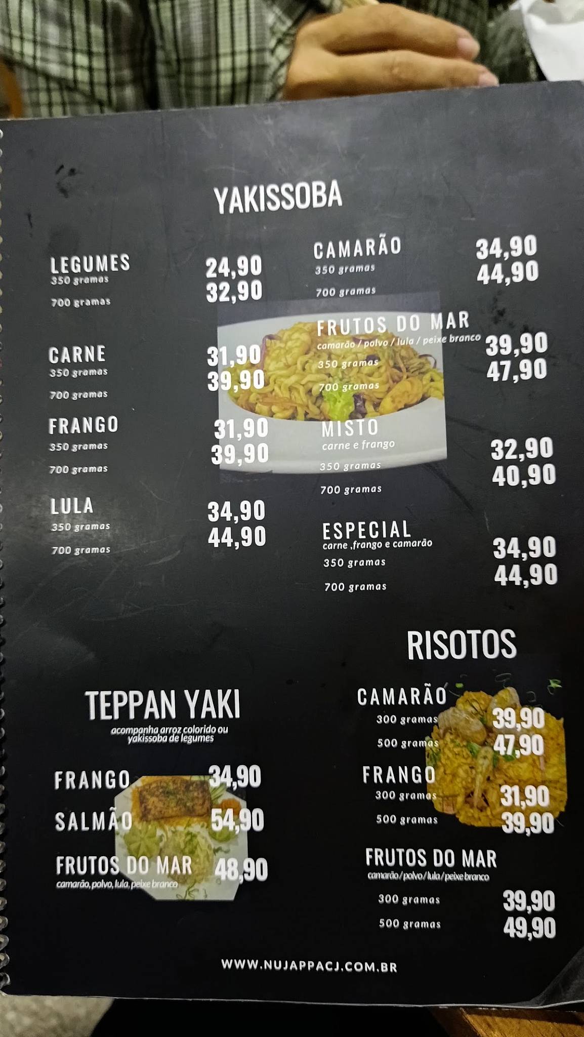 Nujappa Culinária Japonesa cardápio