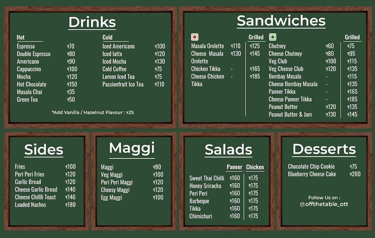 Off The Table menu