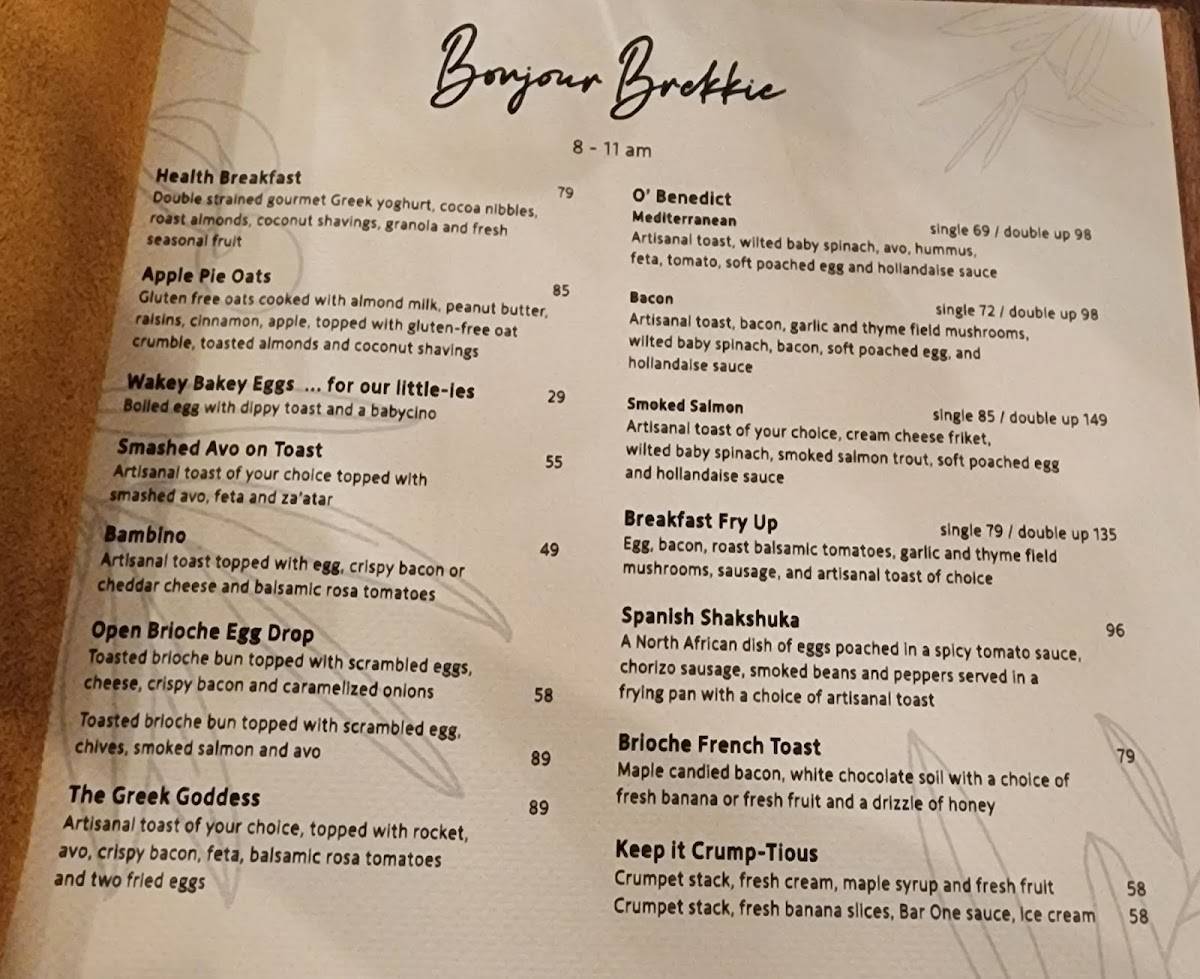 Menu at Olive & Oil restaurant, Umhlanga, Oceans Mall