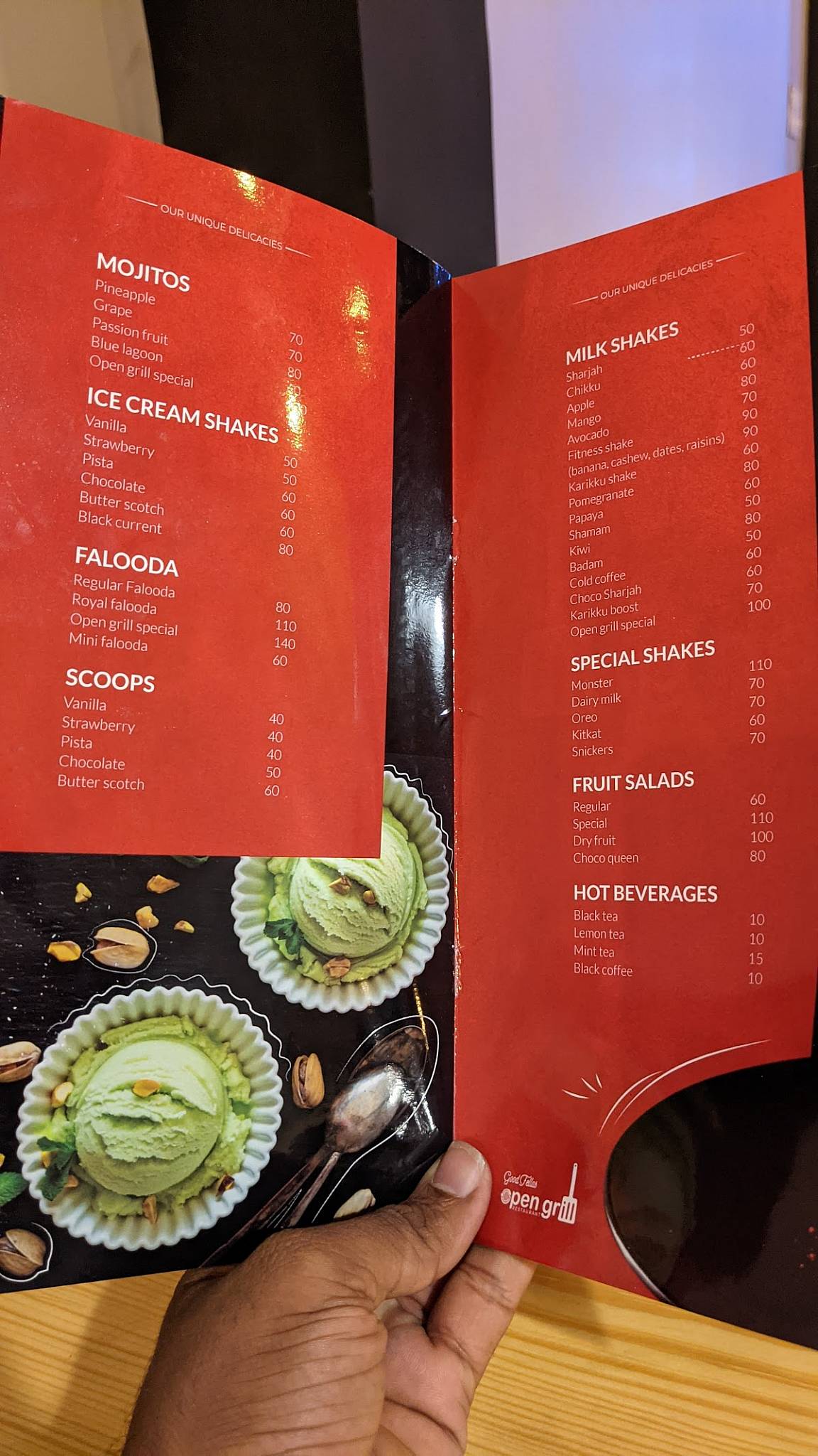Open grill menu
