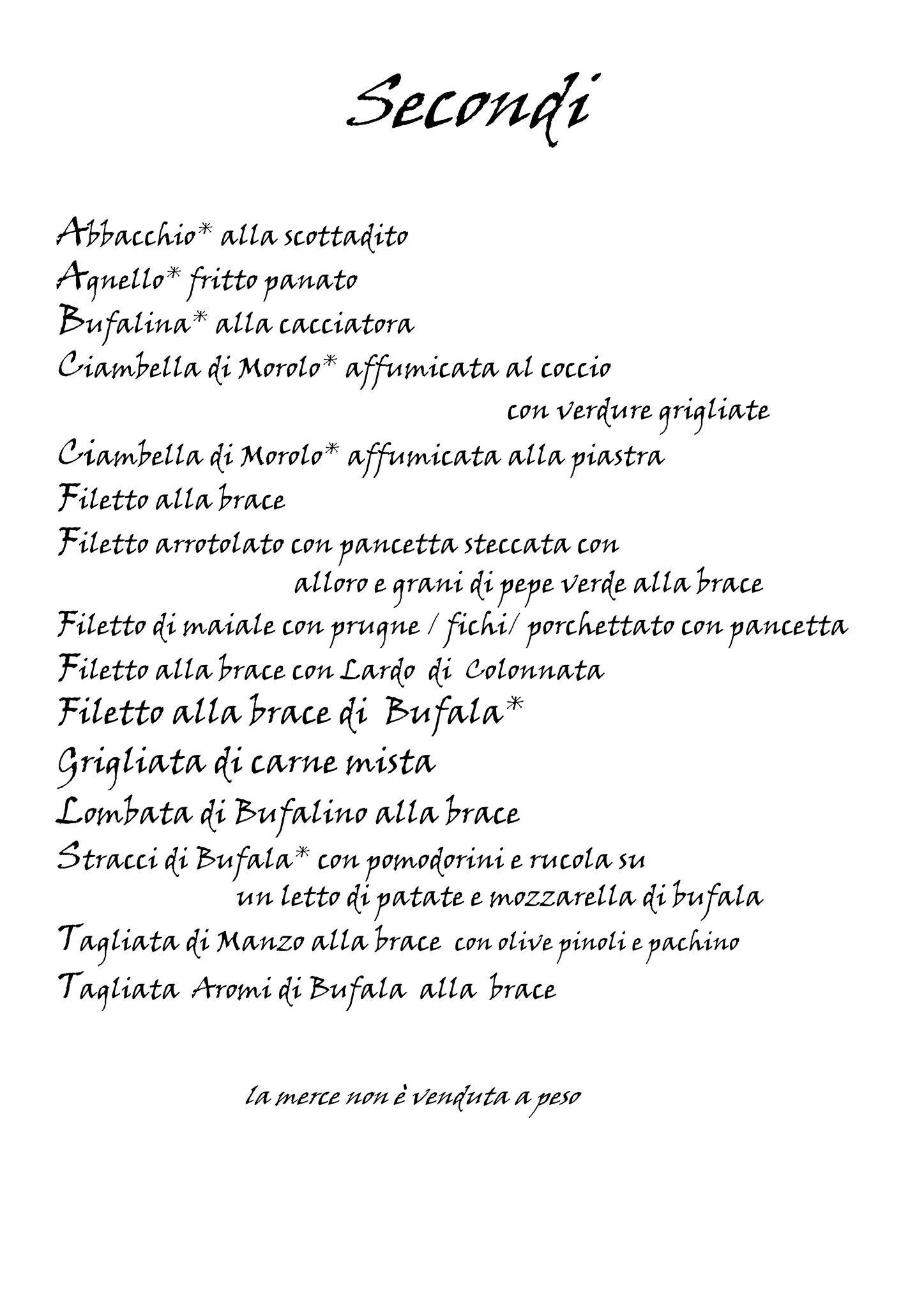 Menu di Osteria Persei Angela Daniela Vani e C 