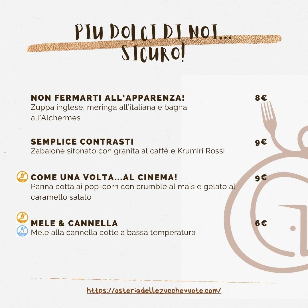 Menu di Osteria delle Zucche Vuote 