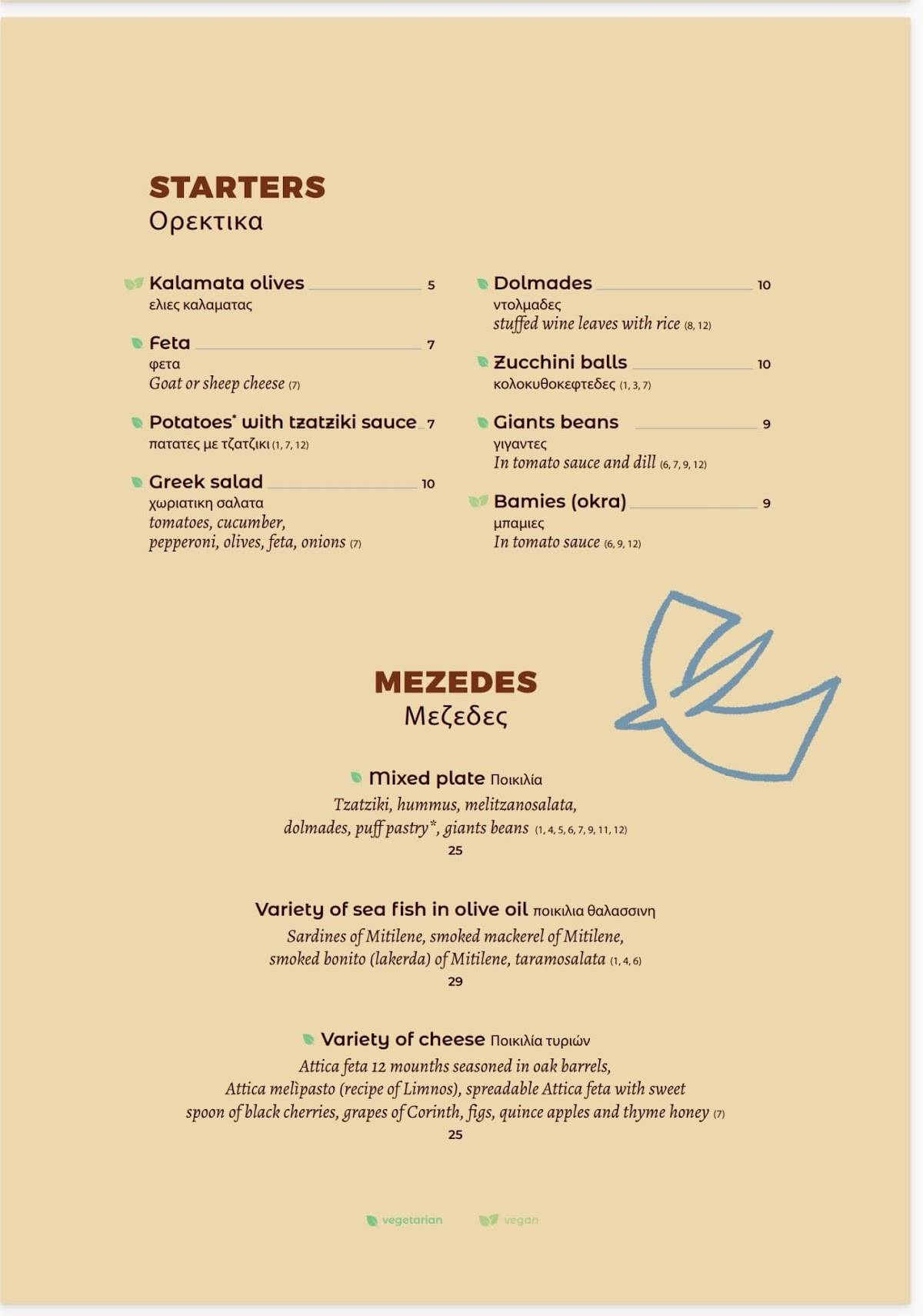 Menu di Mazì - Ristorante Greco - Trastevere 