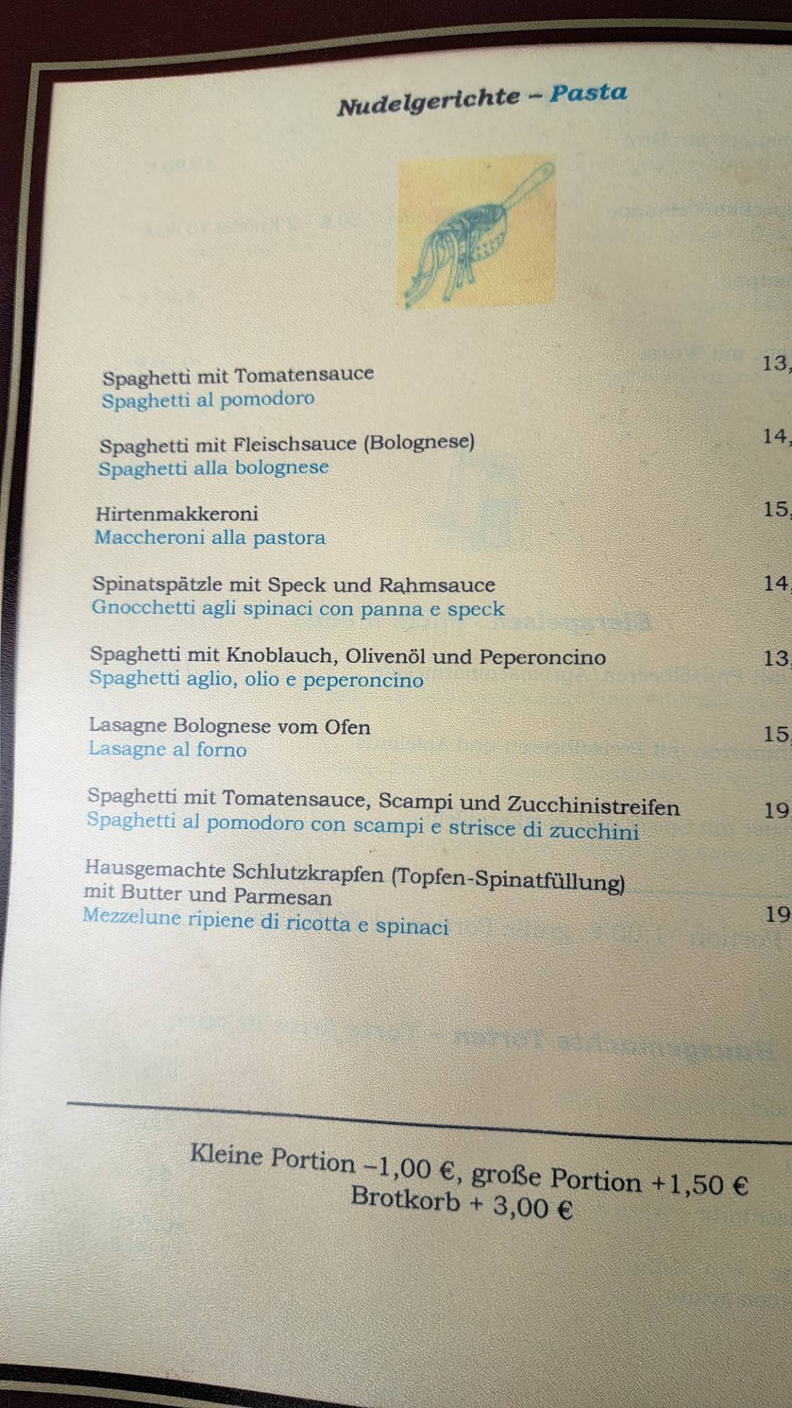 Menu di PIRCHER 
