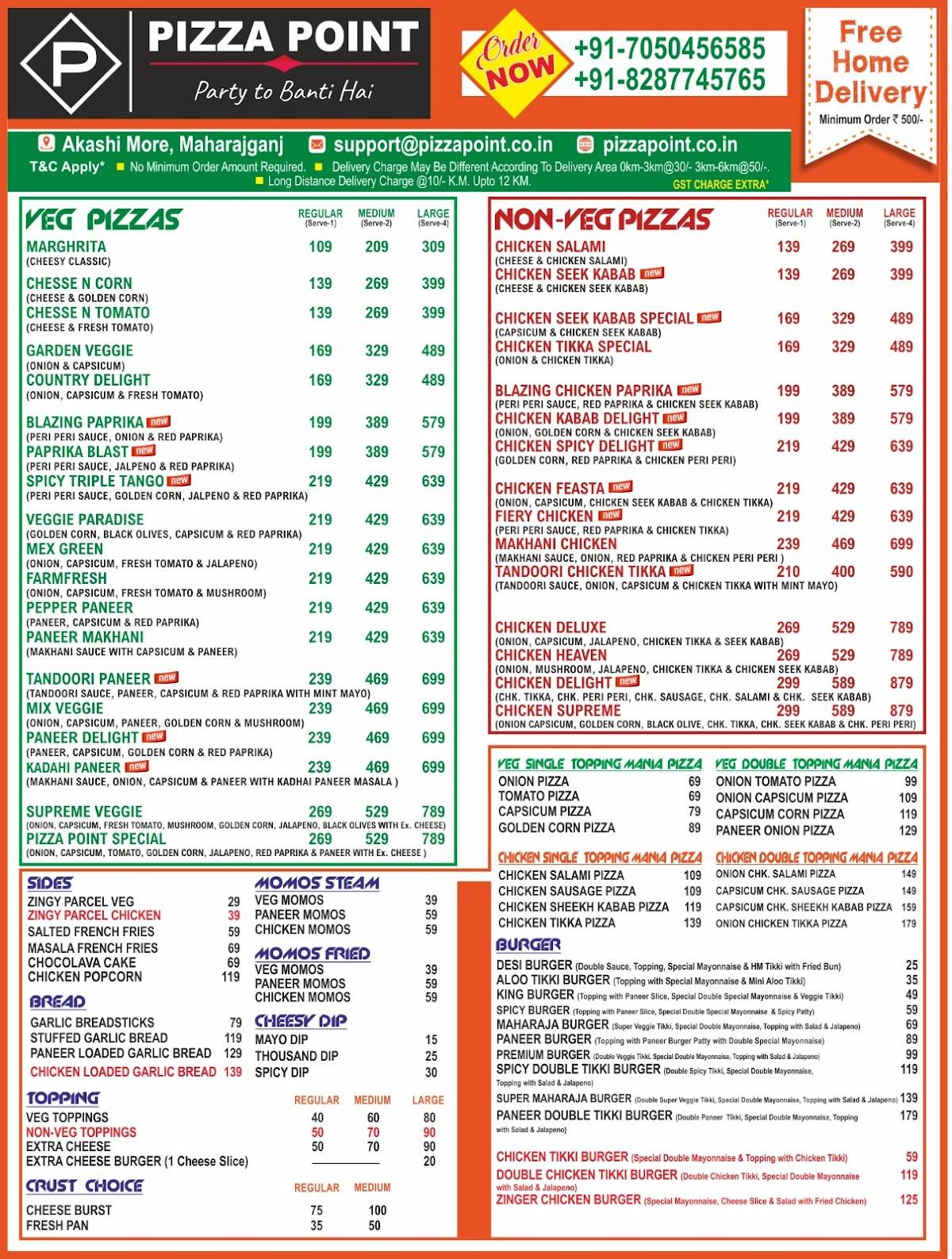 PIZZA POINT menu