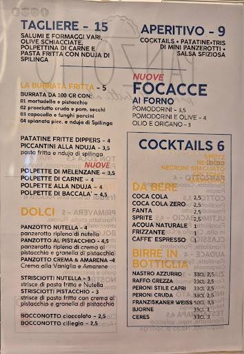 Menu di Panzotto Cosenza 