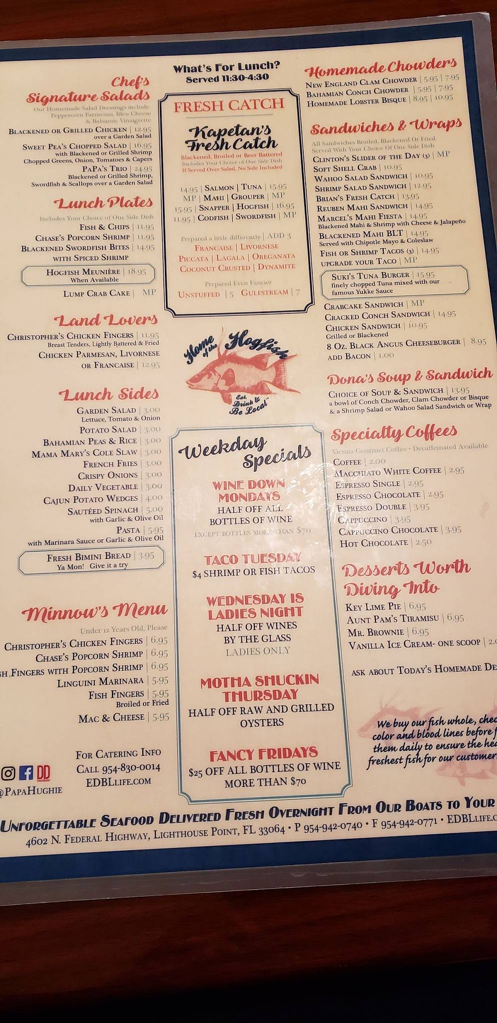 Menu at Papa's Raw Bar & Papa's Fresh Market, Lighthouse Point
