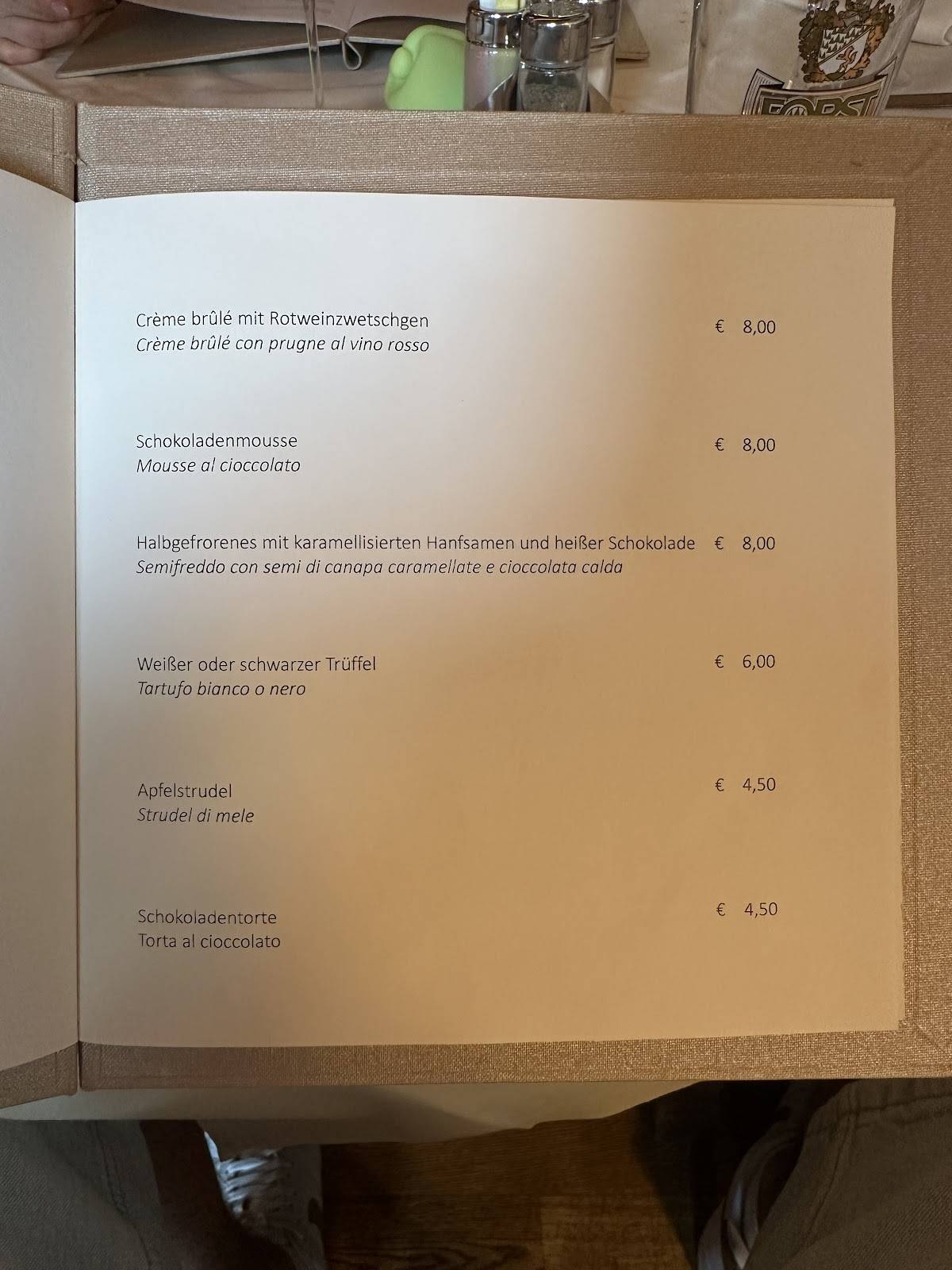 Menu di Ristorante Patauner 