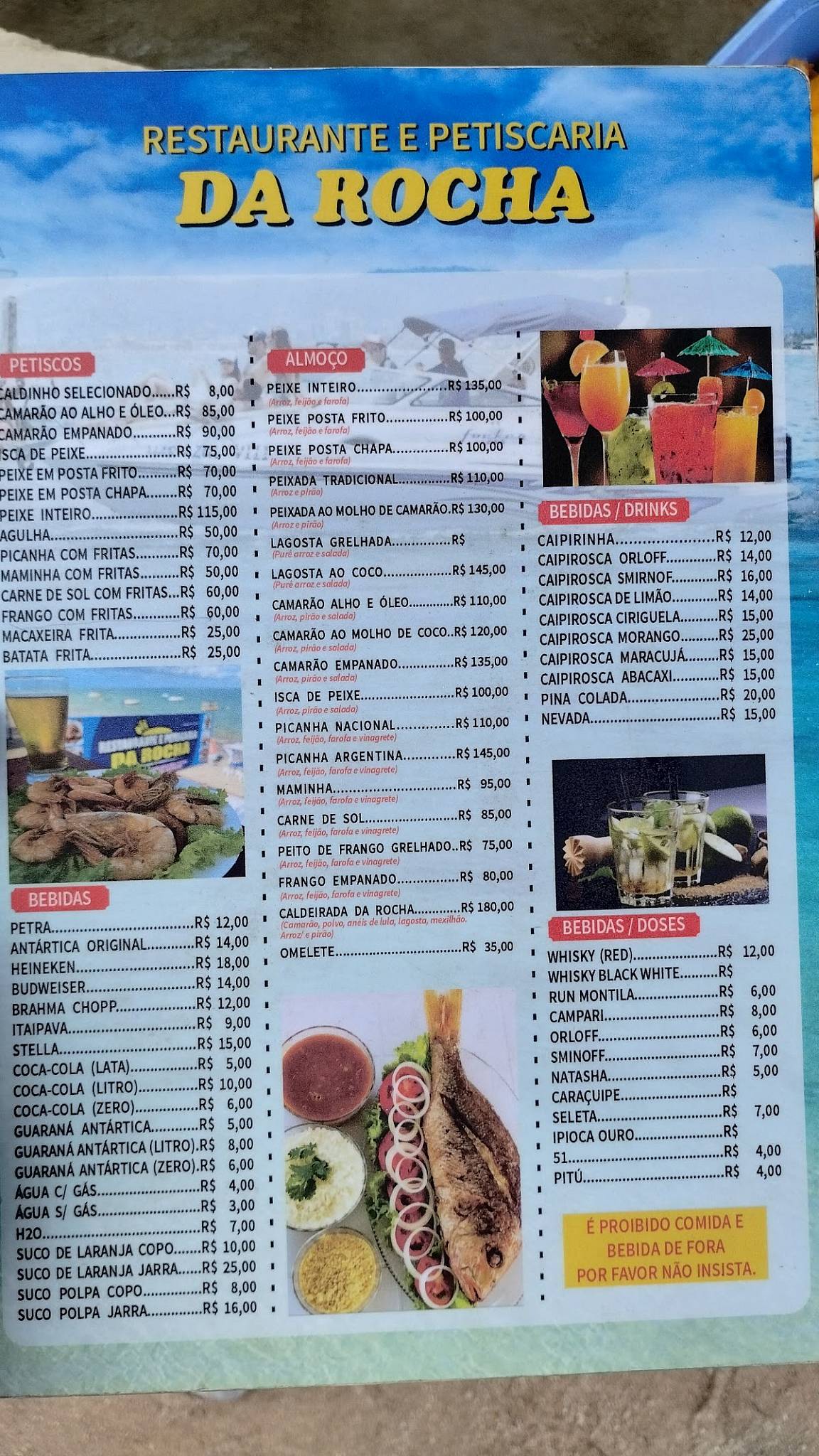 Petiscaria da Rocha cardápio