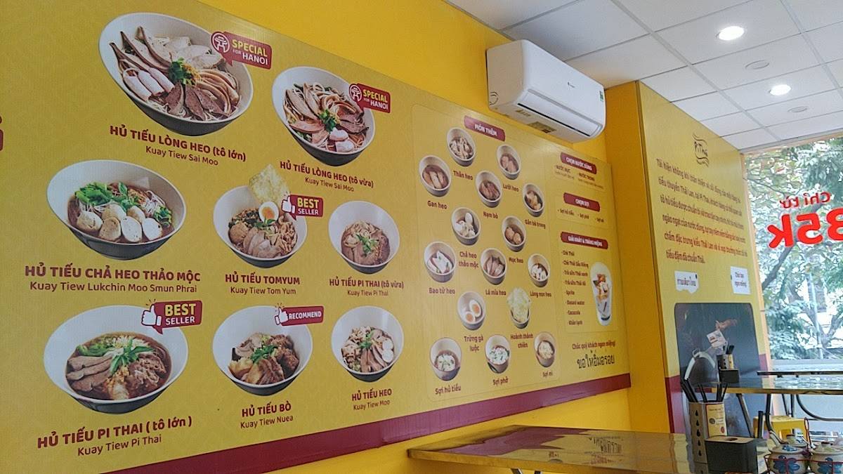 Menu at Pi Thai - Hủ tiếu Thái Lan (Hà Nội) restaurant, Hanoi
