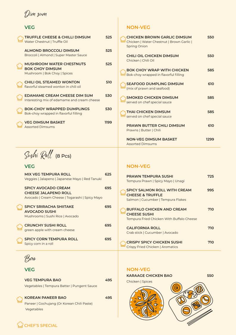 Picaso The Master Chef menu