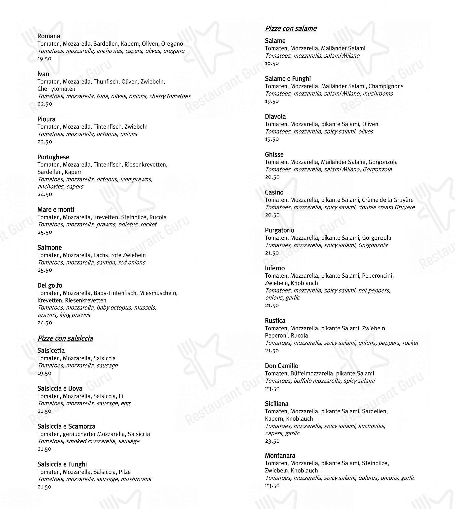 Group Booking Menu per CARUSO – Pizza & Pasta ristorante