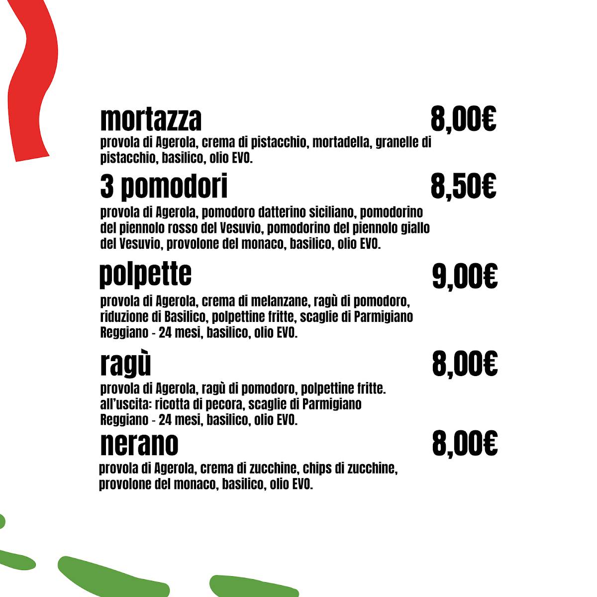 Menu di Pizzeria Fariná 