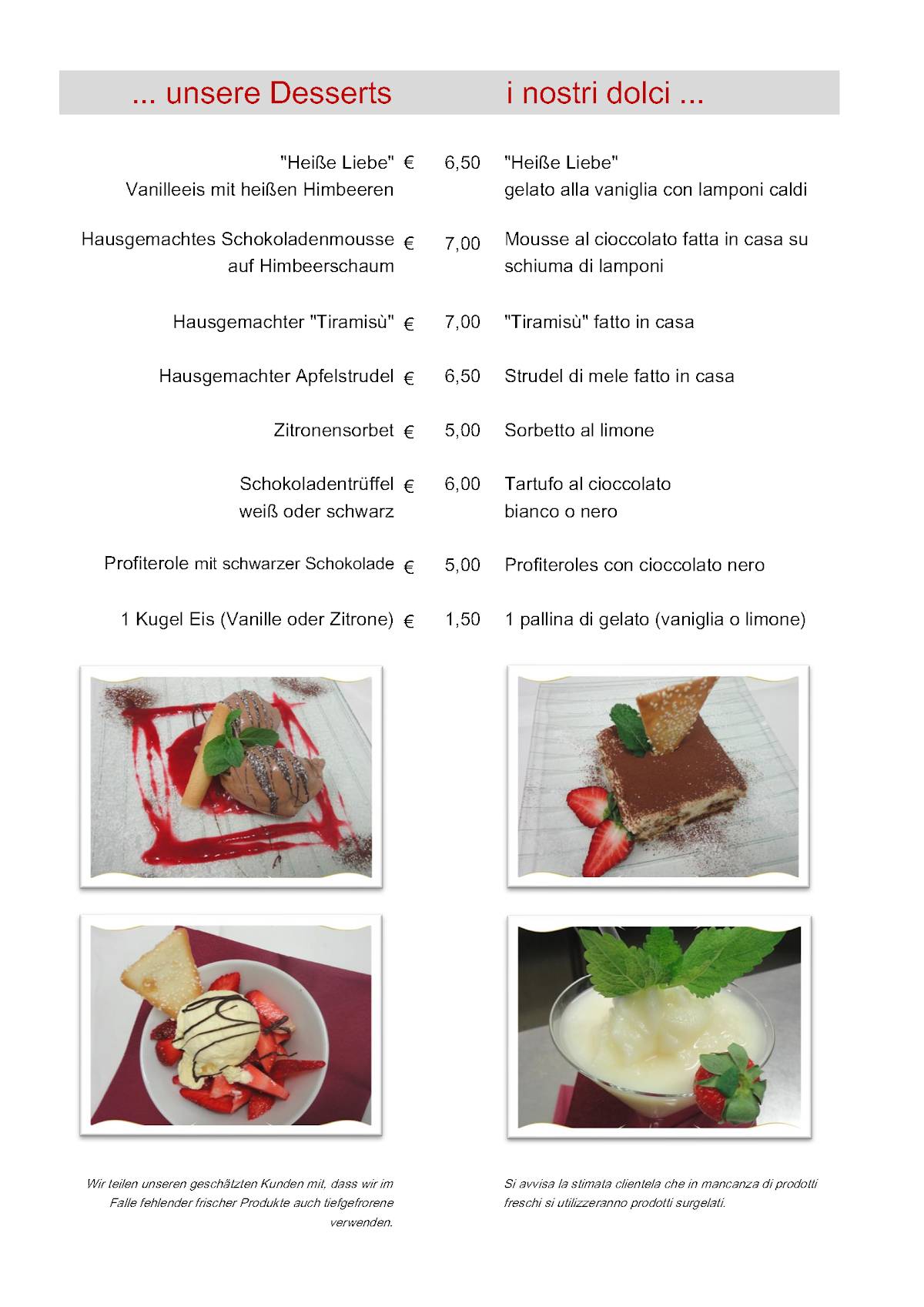 Menu di Ristorante - Pizzeria "Moro" 