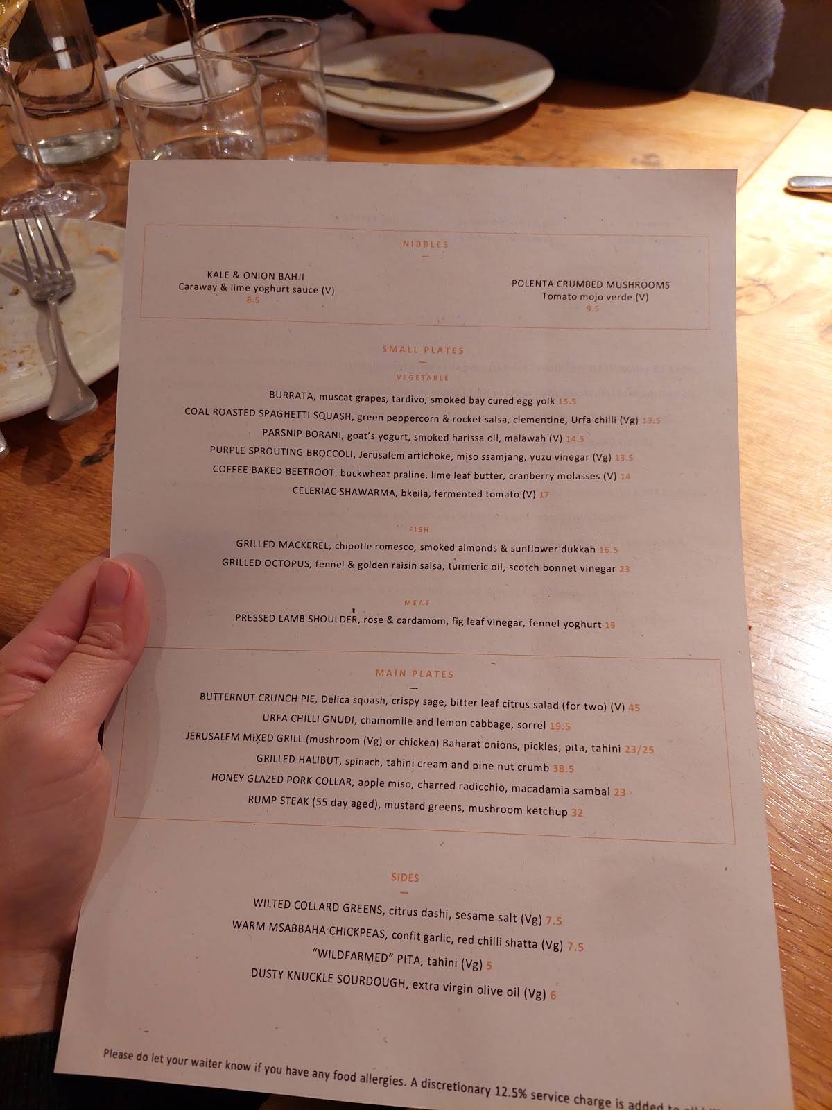 Menu at ROVI restaurant, London