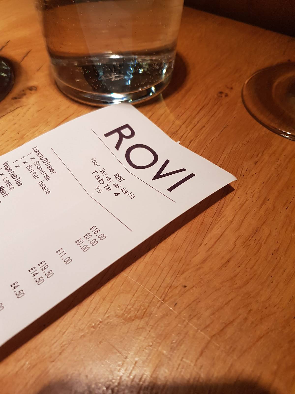Menu at ROVI restaurant, London